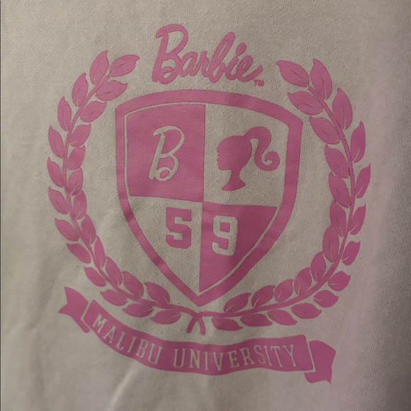 🌖 Barbie pink cropped lightweight sweatshirt large 10/12 - Picture 2 of 5